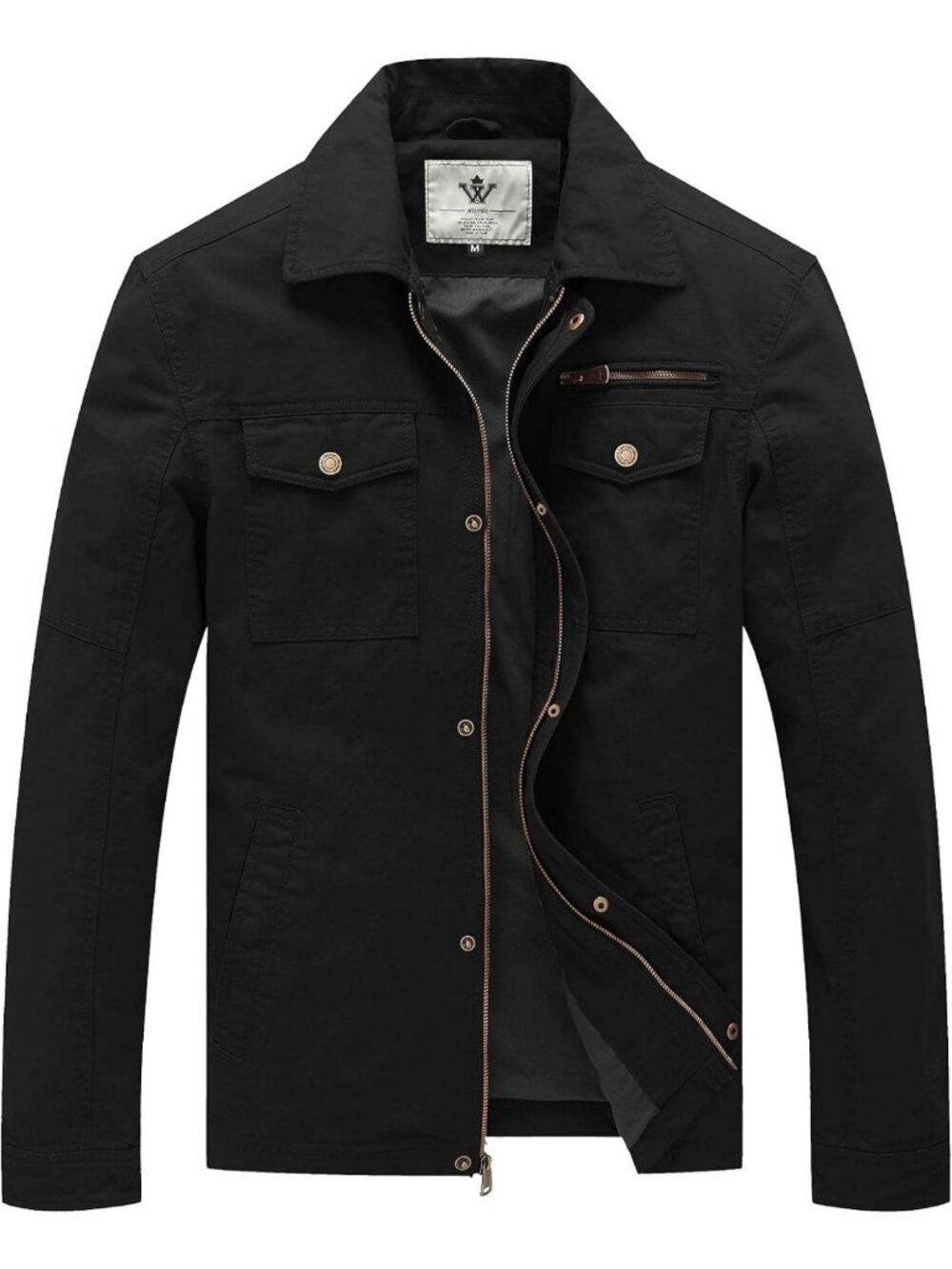 Stylish Men's Casual Canvas Military Jacket with Lapel - Versatile & Comfortable